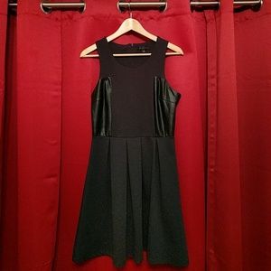 Black Dress with Leather Detail